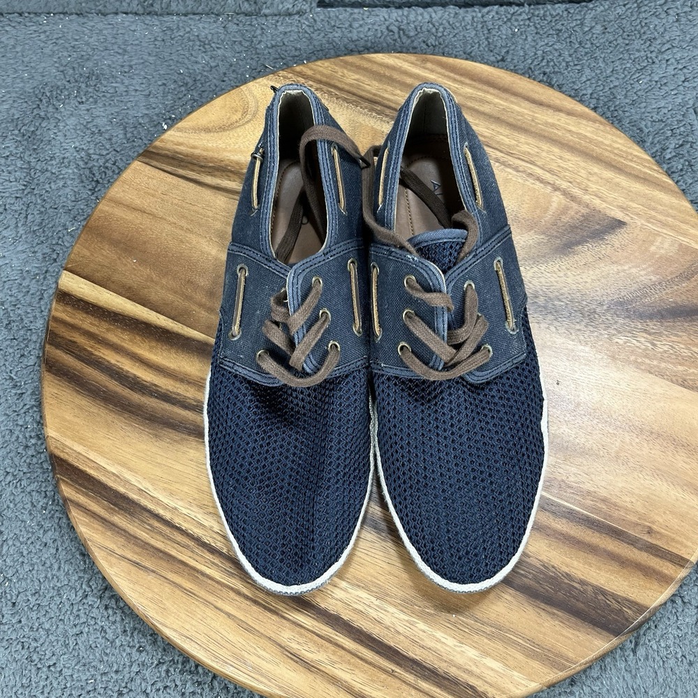 Aldo Shoes Navy Blue Mesh Canvas Shoes Mens Size 10 Brown Laces Breathable - Picture 14 of 14